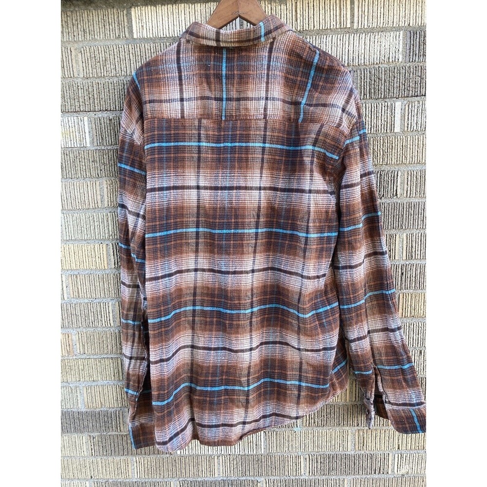 *MISSING‎ BUTTONS* Grunge Flannel 2XL A Zone Long Sleeve Button Up Brown Teal - Picture 4 of 4
